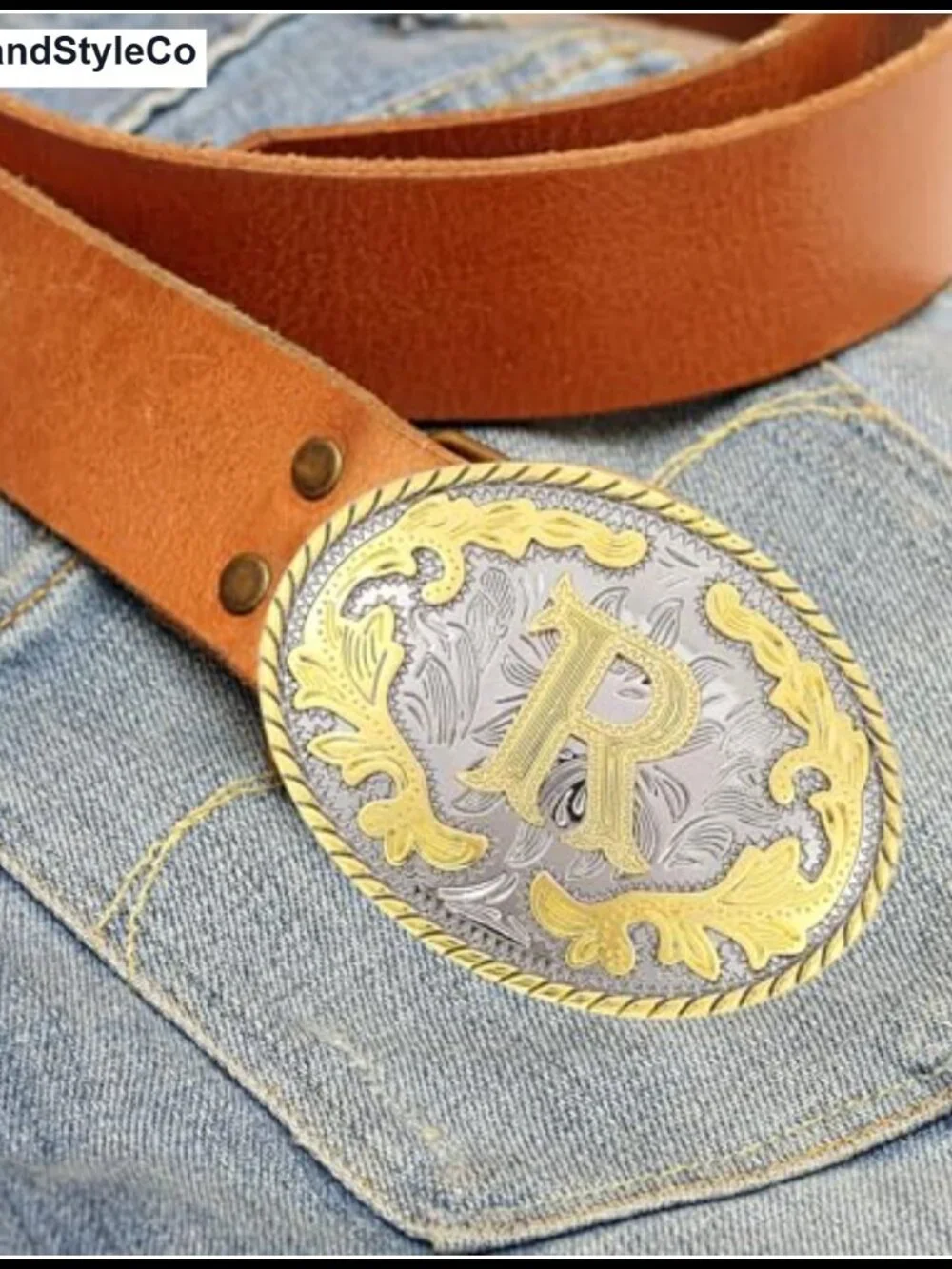 Western Belt Buckle Initial Letters A-Z Cowboy Rodeo Snap On 1.5